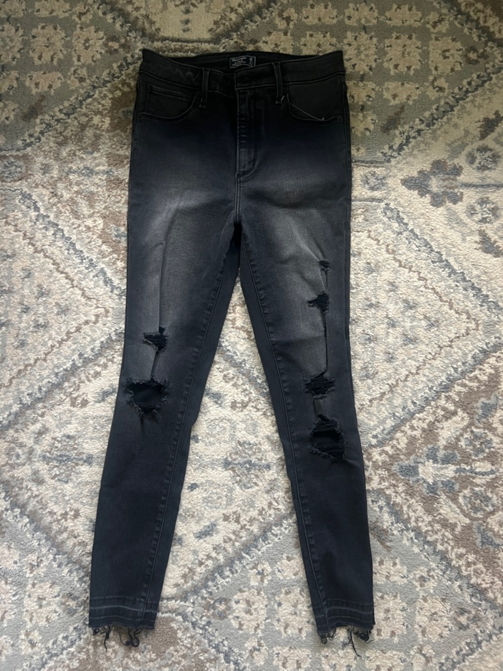 Abercrombie & Fitch Black Distressed Skinny Jeans